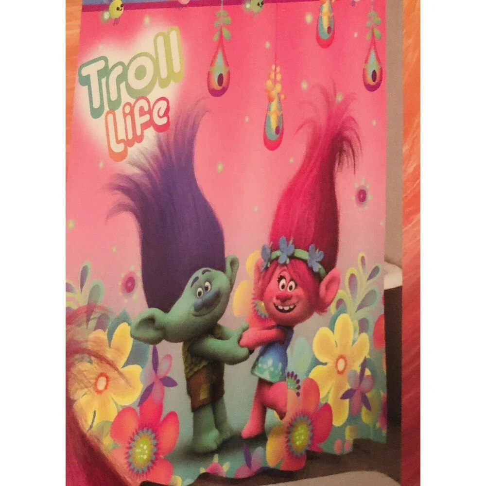 Shower Curtain‎ Trolls Dreamworks Fabric 2Pk New -72inx72in Shower Curtains
